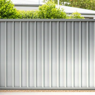 New Colorbond steel fence panels along a suburban boundary
