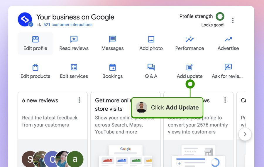 Adding updates in Google Business Profile to signal activity and support google business profile optimisation