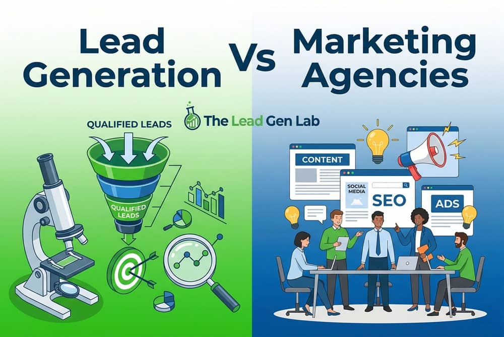 Lead Generation Vs Marketing Agencies comparison.