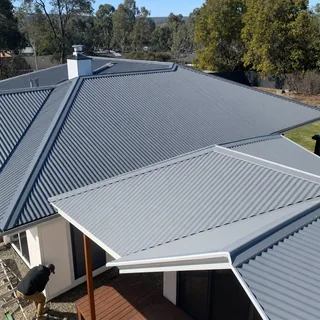Newly installed Colorbond metal roof on a modern home