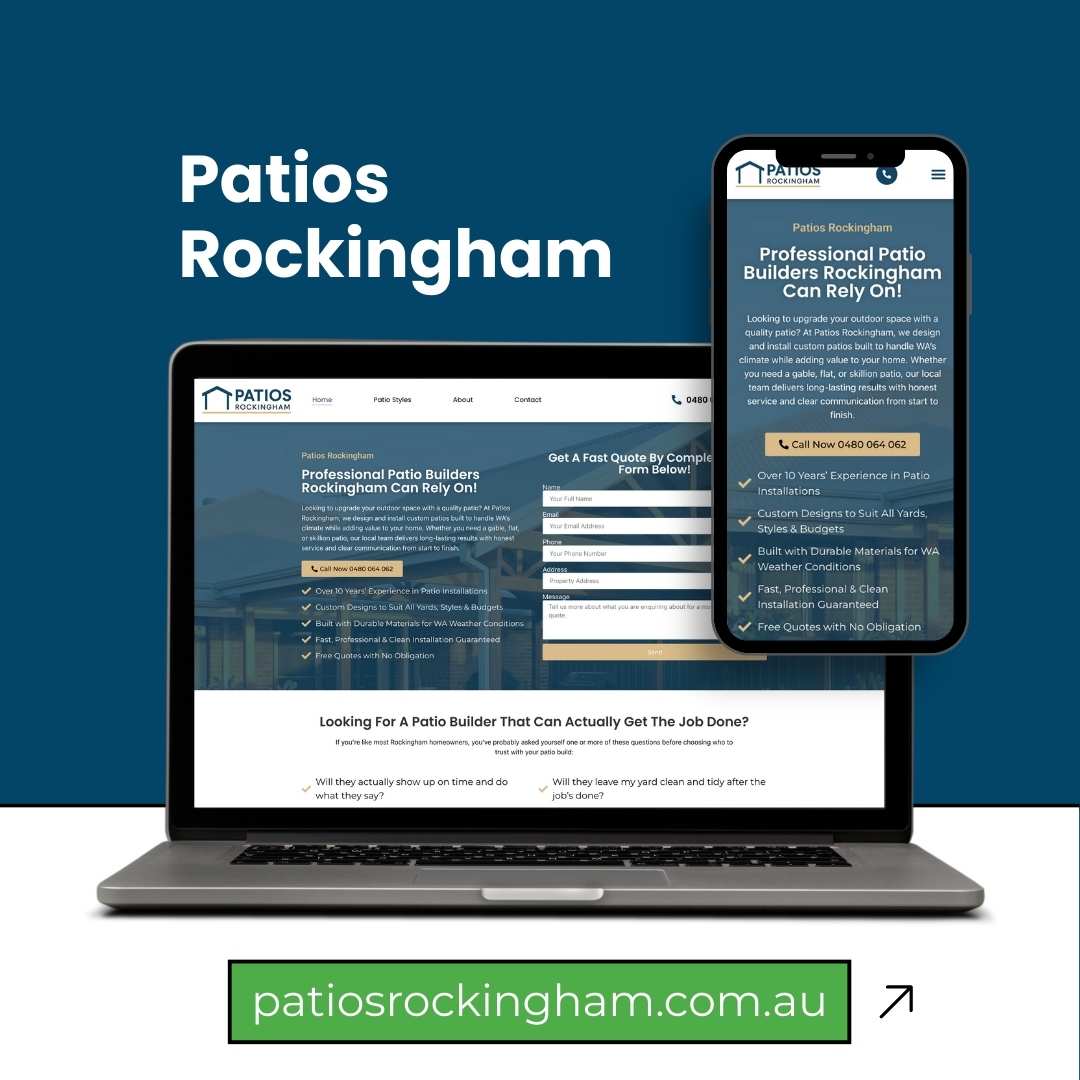 Patios Rockingham website built by The Lead Gen Lab