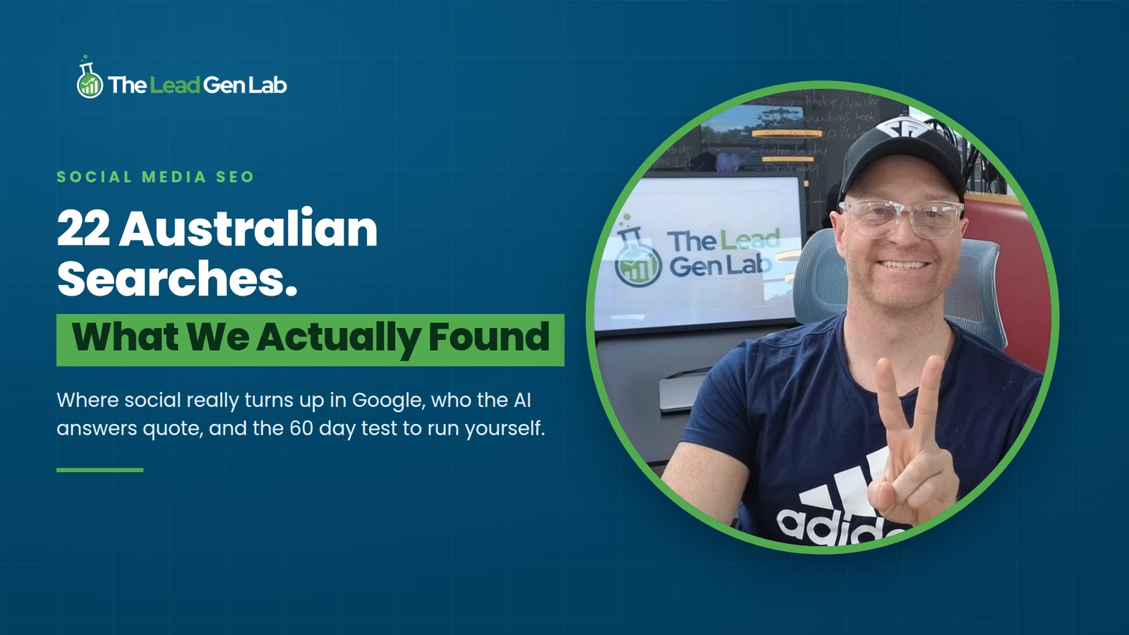 The Lead Gen Lab article cover: Social Media SEO, What 22 Australian Trade Searches Showed Us, with Levi Saunders.